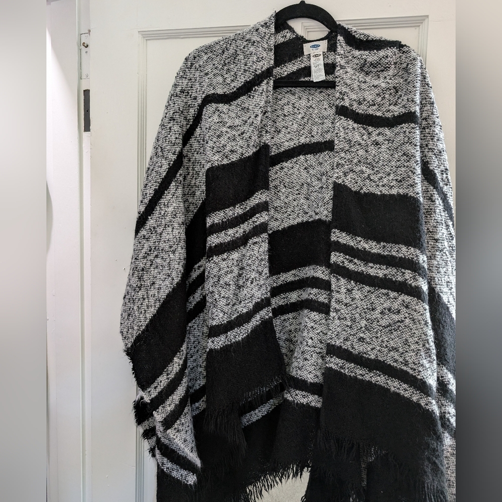 Black and Gray Striped Shrug